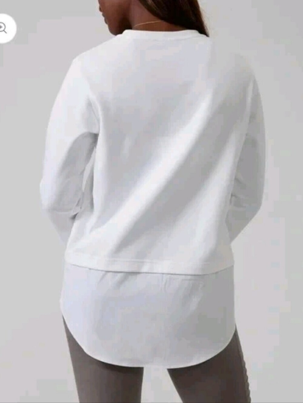 Athleta Women's Gallery White Long Sleeve Tunic Sweatshirt Athleisure Sz L - Picture 3 of 15